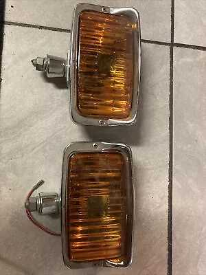 Vintage Chrome Amber Fluted Lens Fog Lamps Driving Lights Sears • $160