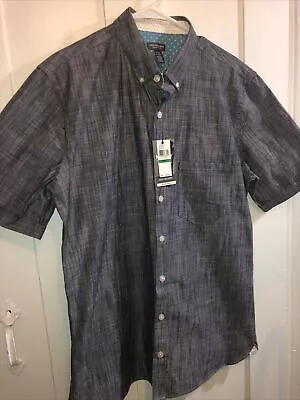 VAN HEUSEN Never Tuck Easy Care Shirt Men's Size Large Tall Blue Short Sleeve • $24.99