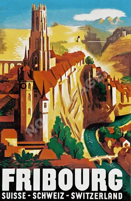 Fribourg Swiss Tourism Travel Promo Poster Repro 16x24 • $9.95