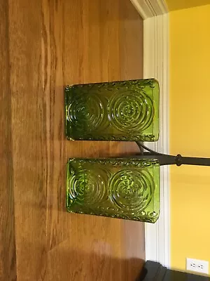 Dartington Green Circular Design Glass Vase Set Of Two -2 EUC • £48.25