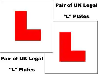 2 X UK Legal L Plates Self Adhesive Stick On Vinyl Weatherproof • £1.99