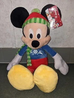 Disney Mickey Mouse Plush Christmas Snowflake Stuffed Toy  Winter Holiday 16in • $17