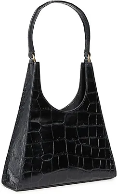 $218.95 • Buy STAUD Rey Hobo Bag, Croc Embossed Leather, Black  - NWT