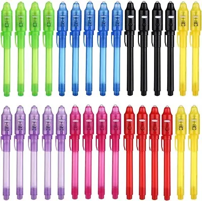 100 X Spy Pens Invisible Ink UV Light Secret Light Pen Messages Kids Party Bag • £49.99