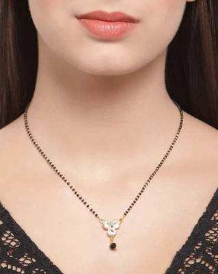 $39.03 • Buy Indian Gold Plated Mangalsutra Women Jewelry CZ Necklace Chain Pendent Solitaire