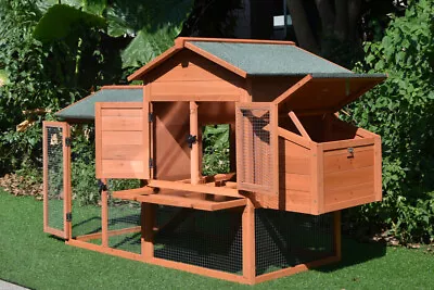 PawHub Extra Large Wooden Chicken Coop Rabbit Hutch Hatch Box With Run Red • $225