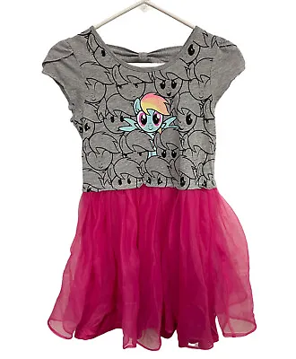 My Little Pony Girls Size L 10/12 Tutu Party Dress Gray And Pink Rainbow Dash • $9.23