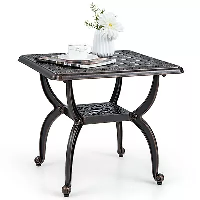 Costway 53 Cm Cast Aluminum Outdoor Side Table Anti-rust Patio Coffee Table • £66.95