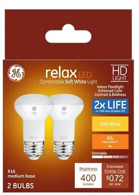 GE Relax LED 2-Pack 40 Watt Equivalent (6 Watt LED) Dimmable Soft White R16 • $18.77