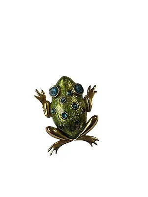 M. Jent Green Enamel  Gold Tone Frog Brooch 1.5  • $16.74
