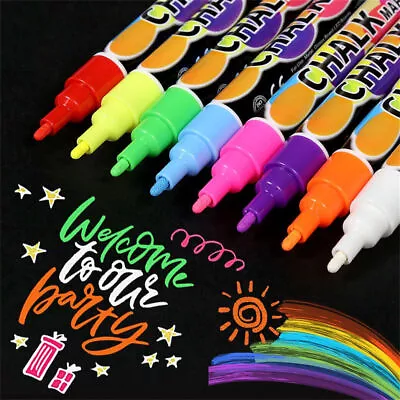 8-colors Neon Liquid Chalk Pen Marker Reversible For Blackboard Black Sign Glass • $12.90