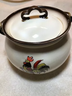 Metlox Poppytrail California Provincial Rooster Bean Pot W/ Lid & Metal Handle • $4.99