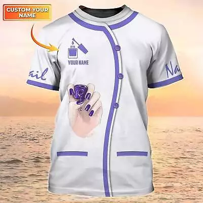 Nail Salon Uniform Manicurist Custom 3D T-SHIRT ALL OVER PRINT BEST PRICE • $21.61