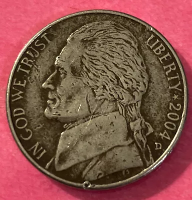 $125 • Buy 2004 D Jefferson 5c,  LA Purchase SE” Obv Counter Brockage,3x Strike Rev, #N-021