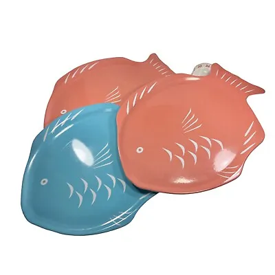 3 Pack Melamine Orange And Blue Fish Platter Tray  17  X 13  • $10