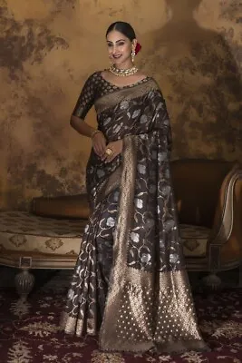 $45 • Buy Bollywood Indian Wedding Wear Designer Span Cotton Saree Party Wear Fancy Saree