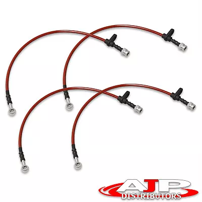 Red 4PC F+R Racing Stainless Steel Brake Line Kit For 1997-2001 Honda Prelude • $27.99