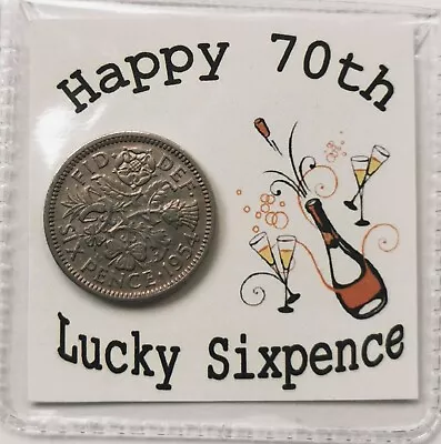 70th Birthday Lucky Sixpence Gift* 1954 Coin For 2024* *Cream Champagne Design* • £2.99