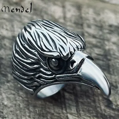 MENDEL Mens Fashion Stainless Steel Biker Bird Eagle Head Ring For Men Size 7-15 • $11.99