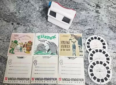 GAF View-Master Lot Red White Viewer + 12 Slides Lassie Animals Zoo Flipper +  • $31.97