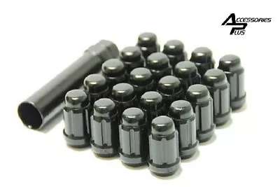 Set Of (20) & (1) Key 12x1.5 Black Spline Tuner 6 Spline Lock Lug Nut # Ap5655bk • $20.25