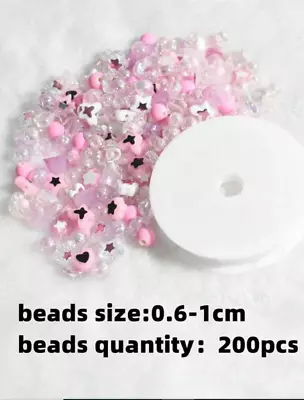 Create Your Own Pink Clear Bead Bracelets DIY Jewelry Making Kit With Beads Cord • £1.99