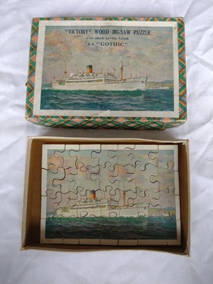 Royal Yacht 1953-4 Victory Wood Jigsaw Puzzle - SS Gothic Vintage 28 Piece Rare • £9.99