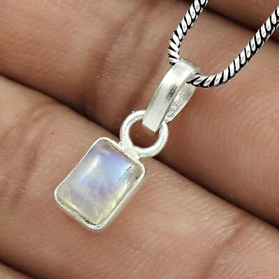 Mothers Day Gift Natural Rainbow Moonstone Charm Pendant 925 Silver Jewelry I7 • $13.86