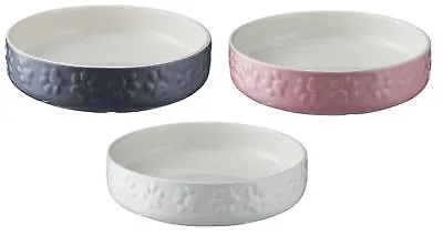 CAT/KITTEN/PUPPY BOWL X 2. Mason Cash 13cm Ceramic With Embossed Paws 3 Colours • £7.59