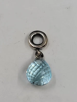 $30 • Buy Pandora Sterling Silver Ale Charm Dangle Baby Ice Blue Faceted Murano Glass