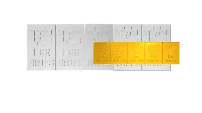 Gold/Silver Bars That Breaks Into 5 One GR Bars Gold Bullion .9999 Gold Stamps • $46.99