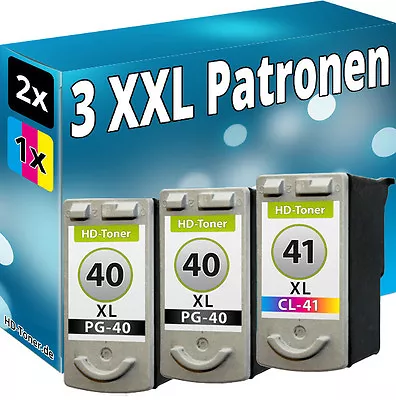 3 Ink Cartridges For Canon 2xPG40 +CL41 IP1200 IP1300 IP1600 IP1700 IP1800 • £40.01