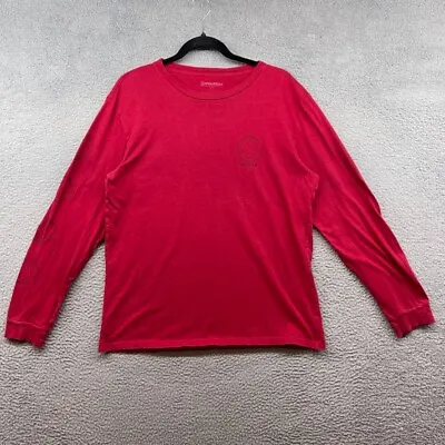 Volcom Mens T-Shirt Solid Red Crew Neck Long Sleeve Logo Size L • $9