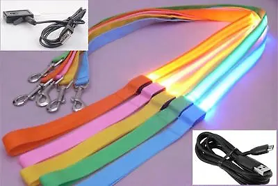 RECHARGEABLE LED Light-up GLOW LEASH Dog Pet Night Safety Flash Lead MICRO USB • $9.95