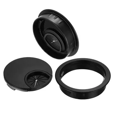 50mm Computer Desk Plastic Grommet Table Cable Tidy Wire Hole Cover Black • £3.99