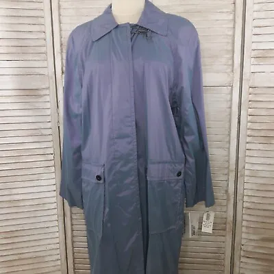 VTG LONDON FOG Women's Sz 10 Long Rain Trench Coat Iridescent Blue NEW MSRP $158 • $109.60