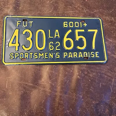 1962 Louisiana Truck License Plate Vintage Sportsmans Paradise 6001+ # 430 657 • $34.75