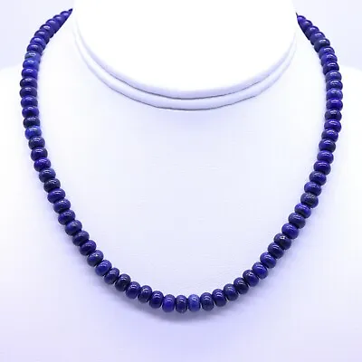 6mm Royal Blue Lapis Lazuli Rondelle Beaded Layering Navajo Gemstone Necklace • $119