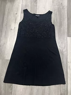Eileen Fisher 100% Merino Wool Sleeveless Black Beaded Detail Dress Size Small • $30