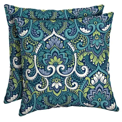 $29.64 • Buy 16 X 16 Sapphire Aurora Blue Damask Square Outdoor Throw Pillow (2-Pack)