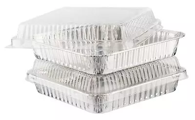 Foil Serving Dish Trays With Clear Lid Cover Catering Party Picnic Tray BBQ • £5.99