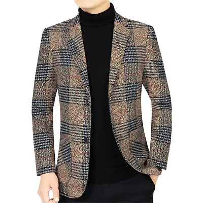 Men Formal Work Blazer Jacket Business Casual Button Slim Fit Suit Coat Tops • $52.91