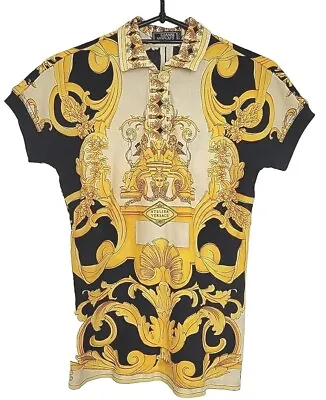 Gianni Versace GV Atelier RARE VTG Angels Yellow Black Tshirt Top Size 38 XS • $100