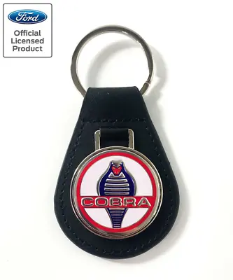 Classic Shelby Cobra Emblem Keychain Fob - Black Leather - Licensed  • $10.99