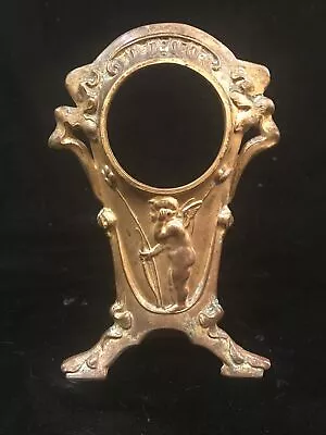 Antique Vintage Art Nouveau Victorian Cast Metal Clock Cupid With Bow Case Only • $24.99