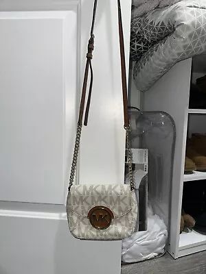 Michael Kors Fulton Vanilla PVC MK Signature Small Crossbody Bag  • $70