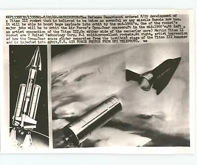 Artist Drawing Of TITAN III Space Rocket MISSILE Vintage 1962 Press Photo • $50