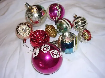 #CC Vintage 50's Christmas 10 Ornaments Lot Mercury Glass Shiny Brite Poland ++ • $29.50