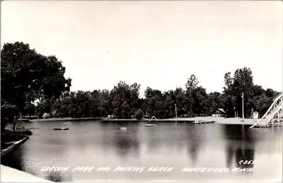 RPPC Montevideo MN Minnesota LAGOON PARK~BATHING BEACH Lake~Slide 1947 Postcard • $7.59