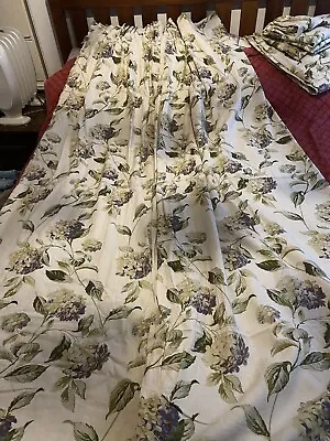 LAURA ASHLEY HYDRANGEA CAMOMILE CURTAINS 223cm X 229cm 88” X 90” Last  Pair • £199